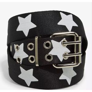 Hot Topic Black & White Star Canvas Belt 2X Unisex Nwot